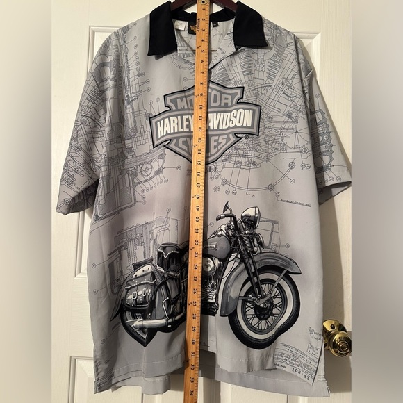 HARLEY DAVIDSON Motor Clothes Men’s Vintage Y2K Button Up Overall Print XL CLEAN - Picture 8 of 11